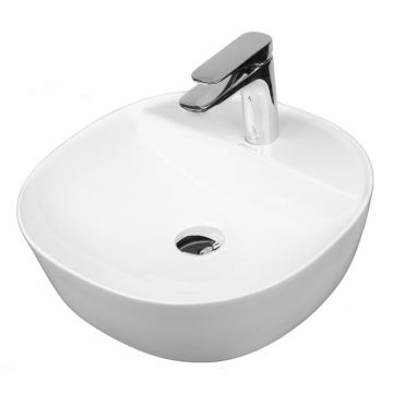 Lavoar pe blat, Fluminia, Cassandra 41, oval, 41 x 41 cm, alb