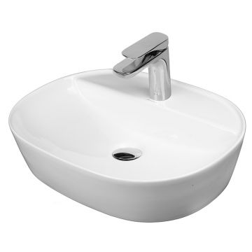 Lavoar pe blat Fluminia, Cassandra 50, oval, 50 x 38 cm, alb