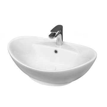 Lavoar pe blat Fluminia, Loira New, oval, 59 x 39 cm, alb