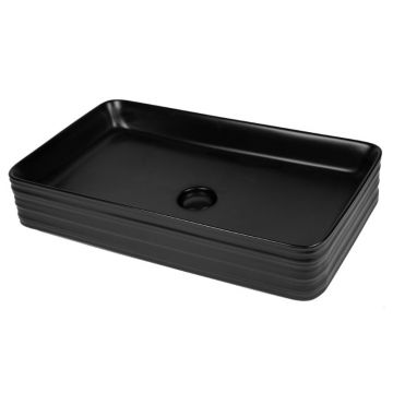 Lavoar pe blat, Fluminia, My Black Square, dreptunghiular, 67.5 x39 cm, cu ventil, negru mat