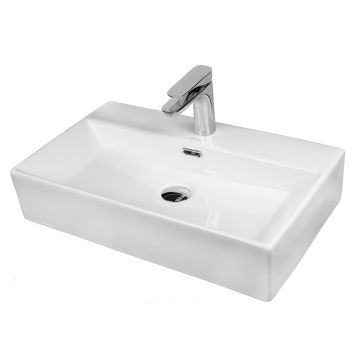 Lavoar pe blat Fluminia, Pluto-60, dreptunghiular, 60 x 35 cm, alb