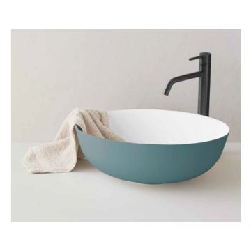 Lavoar pe blat Sanycces Bol, alb/alastru mat - Dimensiune 41x15 cm