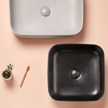 Lavoar pe blat Sanycces Catania, negru mat - Dimensiune 50x40 cm