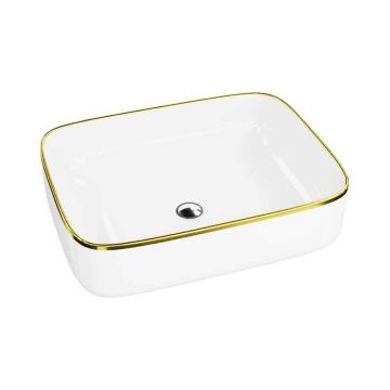 Lavoar pe blat Spectrum, Castor Gold Line, dreptunghiular, alb-auriu lucios