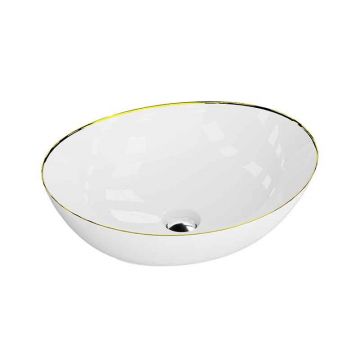 Lavoar pe blat Spectrum, Finta Gold Line, oval, alb-auriu