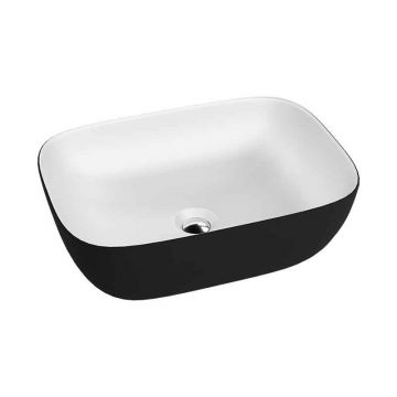 Lavoar pe blat Spectrum, Gineta Black White, dreptunghiular rotunjit, negru mat-alb