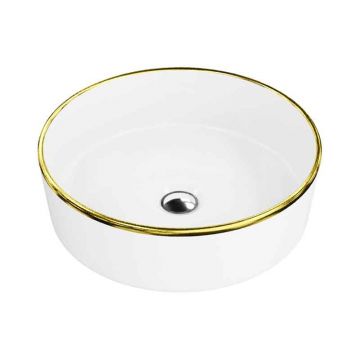 Lavoar pe blat Spectrum, Rosina Gold Line, rotund, alb-auriu