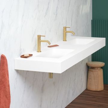 Lavoar Sanycces Cardiff Muro cuva dubla, alb mat - Dimensiune 160x46 cm