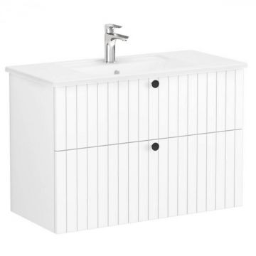 Unitate de baza lavoar baie, cu doua sertare 100cm, alb mat, cu angular lavoar   chiuveta baie   69450