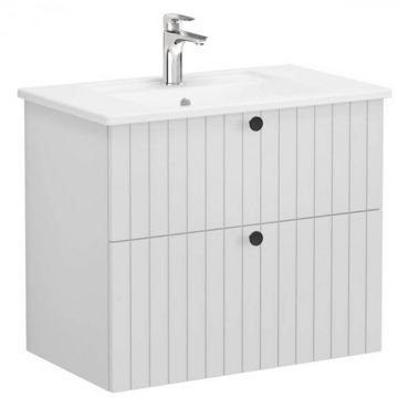 Unitate de baza lavoar baie, cu doua sertare 80cm, mat gri deschis, cu angular lavoar   chiuveta baie   69430