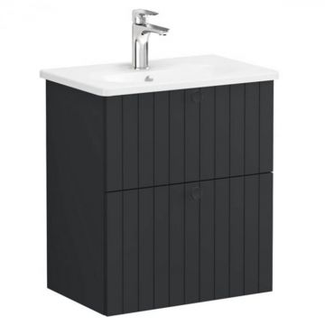 Unitate de baza lavoar baie, cu doua sertare, compact 60cm mat graphite, cu rounded lavoar   chiuveta baie   69244