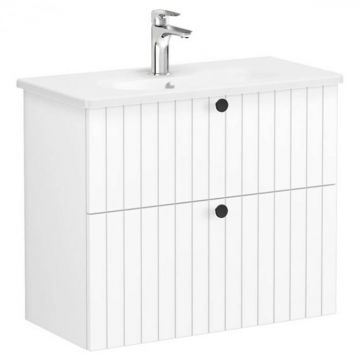 Unitate de baza lavoar baie, cu doua sertare, compact 80cm, alb mat, cu rounded lavoar   chiuveta baie   69254