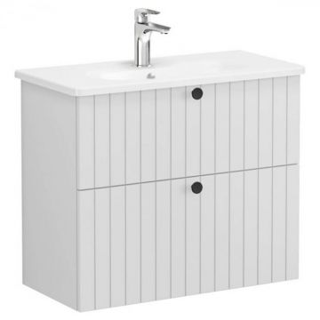 Unitate de baza lavoar baie, cu doua sertare, compact 80cm, mat gri deschis, cu rounded lavoar   chiuveta baie   69255