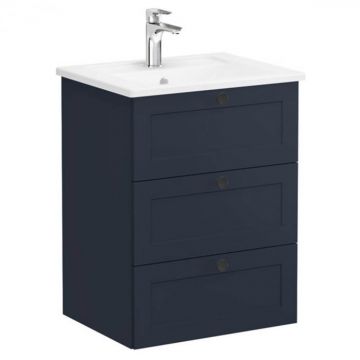 Unitate de baza lavoar baie, cu trei sertare 60cm mat dark albastru, cu angular lavoar   chiuveta baie   68902