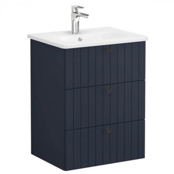 Unitate de baza lavoar baie, cu trei sertare 60cm mat dark albastru, cu rounded lavoar   chiuveta baie   69483