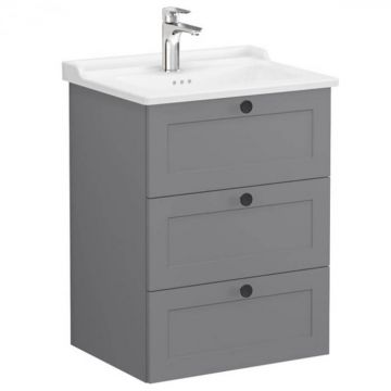 Unitate de baza lavoar baie, cu trei sertare 60cm mat grey, cu classical lavoar   chiuveta baie   68913