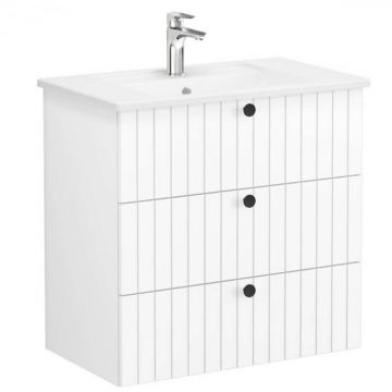 Unitate de baza lavoar baie, cu trei sertare 80cm, alb mat, cu angular lavoar   chiuveta baie   69492