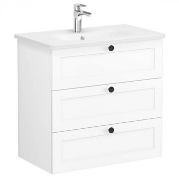 Unitate de baza lavoar baie, cu trei sertare 80cm, alb mat, cu rounded lavoar   chiuveta baie   68925