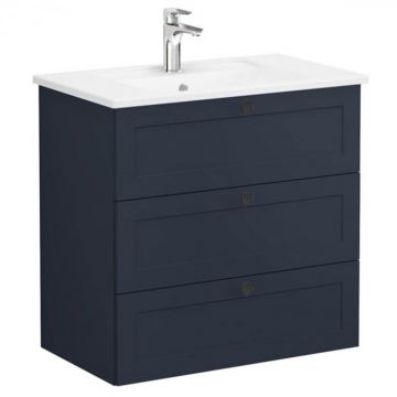Unitate de baza lavoar baie, cu trei sertare 80cm, mat dark albastru, cu angular lavoar   chiuveta baie   68923