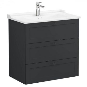 Unitate de baza lavoar baie, cu trei sertare 80cm, mat graphite, cu classical lavoar   chiuveta baie   68936