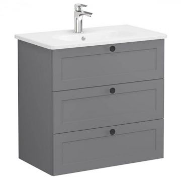 Unitate de baza lavoar baie, cu trei sertare 80cm, mat grey, cu rounded lavoar   chiuveta baie   68927