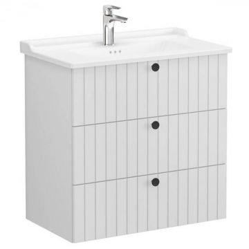 Unitate de baza lavoar baie, cu trei sertare 80cm, mat gri deschis, cu classical lavoar   chiuveta baie   69507