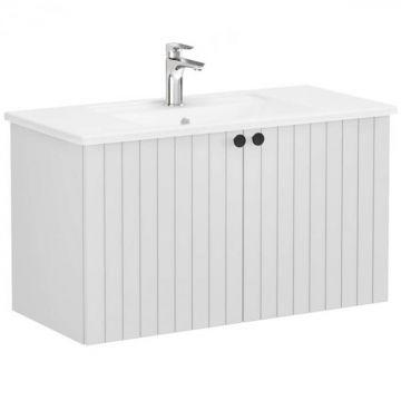 Unitate de baza lavoar baie, cu usi 100cm, mat gri deschis, cu angular lavoar   chiuveta baie   69304