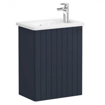 Unitate de baza lavoar baie, cu usi, 45cm, compact, cu dreapta orificiu pentru baterie, mat dark albastru, cu rounded lavoar   chiuveta baie stanga   69196