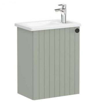 Unitate de baza lavoar baie, cu usi, 45cm, compact, cu dreapta orificiu pentru baterie, mat retro green, cu angular lavoar   chiuveta baie stanga   69183