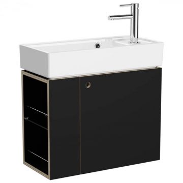 Unitate de baza lavoar baie Plywood 60cm, negru mat, orificiul baterie pe dreapta   66533