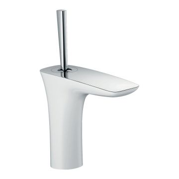 Baterie lavoar alb-crom Hansgrohe PuraVida 110 cu ventil pop-up