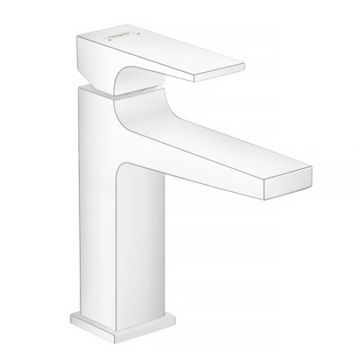 Baterie lavoar Hansgrohe Metropol 110 cu ventil push-open alb mat