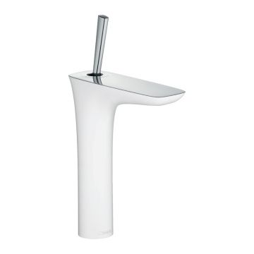 Baterie lavoar Hansgrohe PuraVida 200 alb - crom cu ventil Push-Open