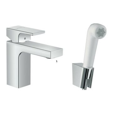 Baterie lavoar Hansgrohe Vernis Shape 100 crom lucios cu dus igienic