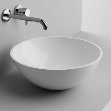 Lavoar pe blat din compozit Rune Riga Low rotund 38 cm alb