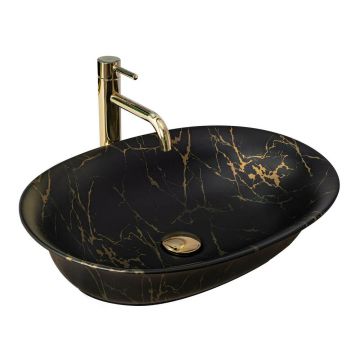 Lavoar pe blat Rea Roma 56 cm negru mat marmura Lavoar pe blat Rea Roma 56 cm negru mat marmura