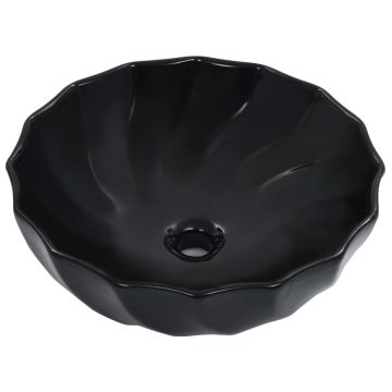 vidaXL Chiuvetă de baie, negru, 46 x 17 cm, ceramică