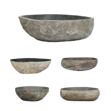 vidaXL Chiuvetă din piatră de râu, 45-53 cm, ovală