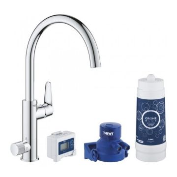 Baterie bucatarie Grohe Blue Pure Baucurve cu sistem de filtrare si timer filtru