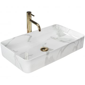 Lavoar cu efect de marmura pe blat REA Denis Shinny Marmo 61 cm