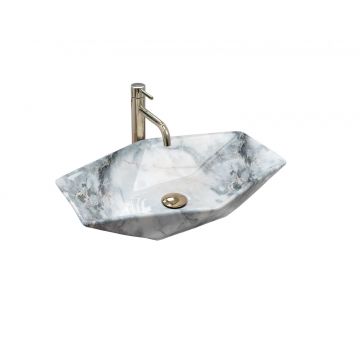 Lavoar cu efect de marmura pe blat REA Vegas Granit lucios 57 cm