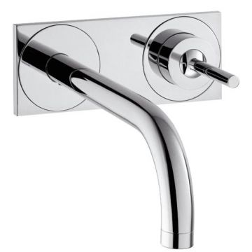 Baterie lavoar Hansgrohe Axor Uno 2 de perete cu pipa 225 mm si placa montaj incastrat necesita corp ingropat