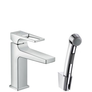 Baterie lavoar Hansgrohe Metropol cu dus tip bideu pentru igiena intima fara ventil cu levier decupat