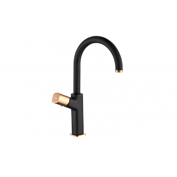 Baterie lavoar pe blat Rea Salto Negru si Rose Gold