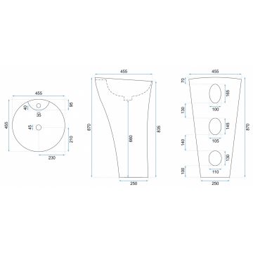 Lavoar Agnes freestanding ceramica sanitara - H87 cm