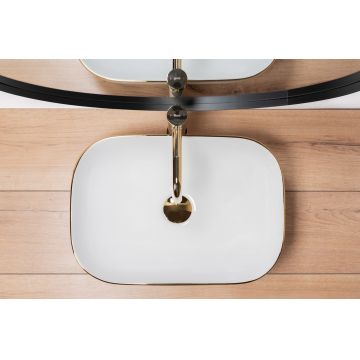 Lavoar Belinda Alb Gold Edge ceramica sanitara - 46,5 cm