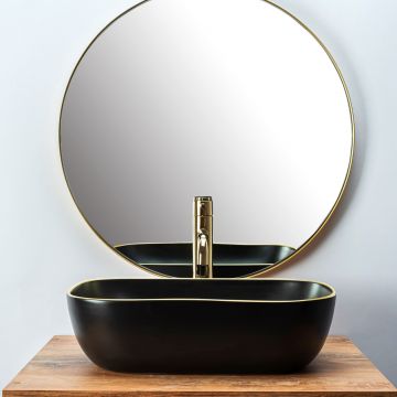 Lavoar Belinda gold edge ceramica negru mat – 46 cm