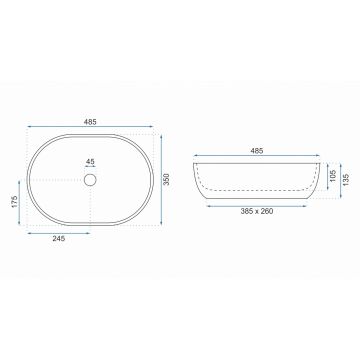 Lavoar Lara Gri ceramica sanitara - 48,5 cm