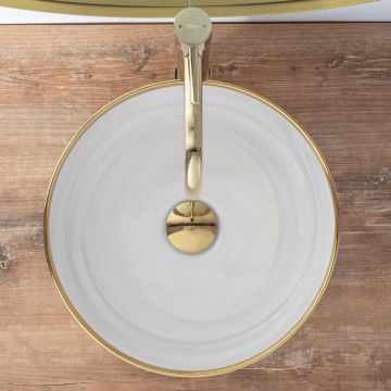 Lavoar Merida ceramica sanitara gri/gold- 35,5 cm