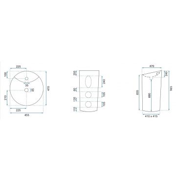 Lavoar Molly freestanding alb ceramica sanitara - H 96,5 cm